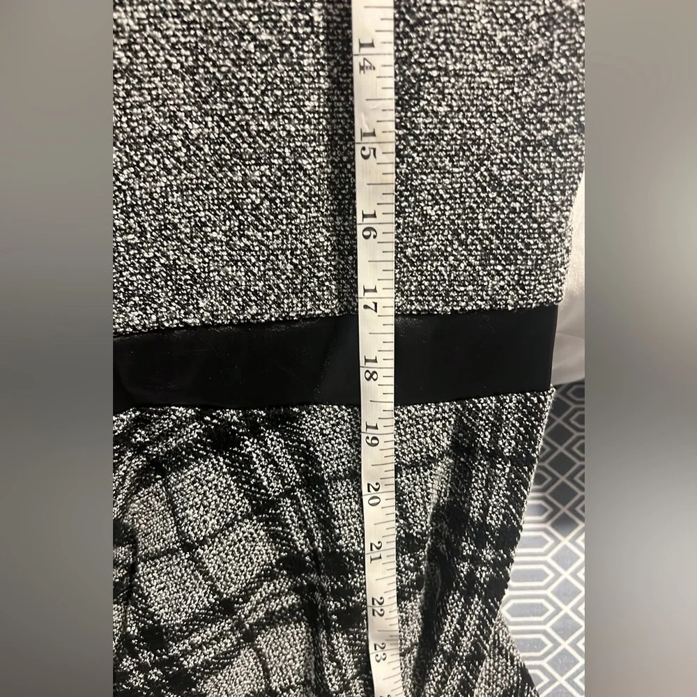VTG CHI CHI,Asymmetric Plaid Mixed Media Knit Dress,Faux Leather-Hem,USA Size XL